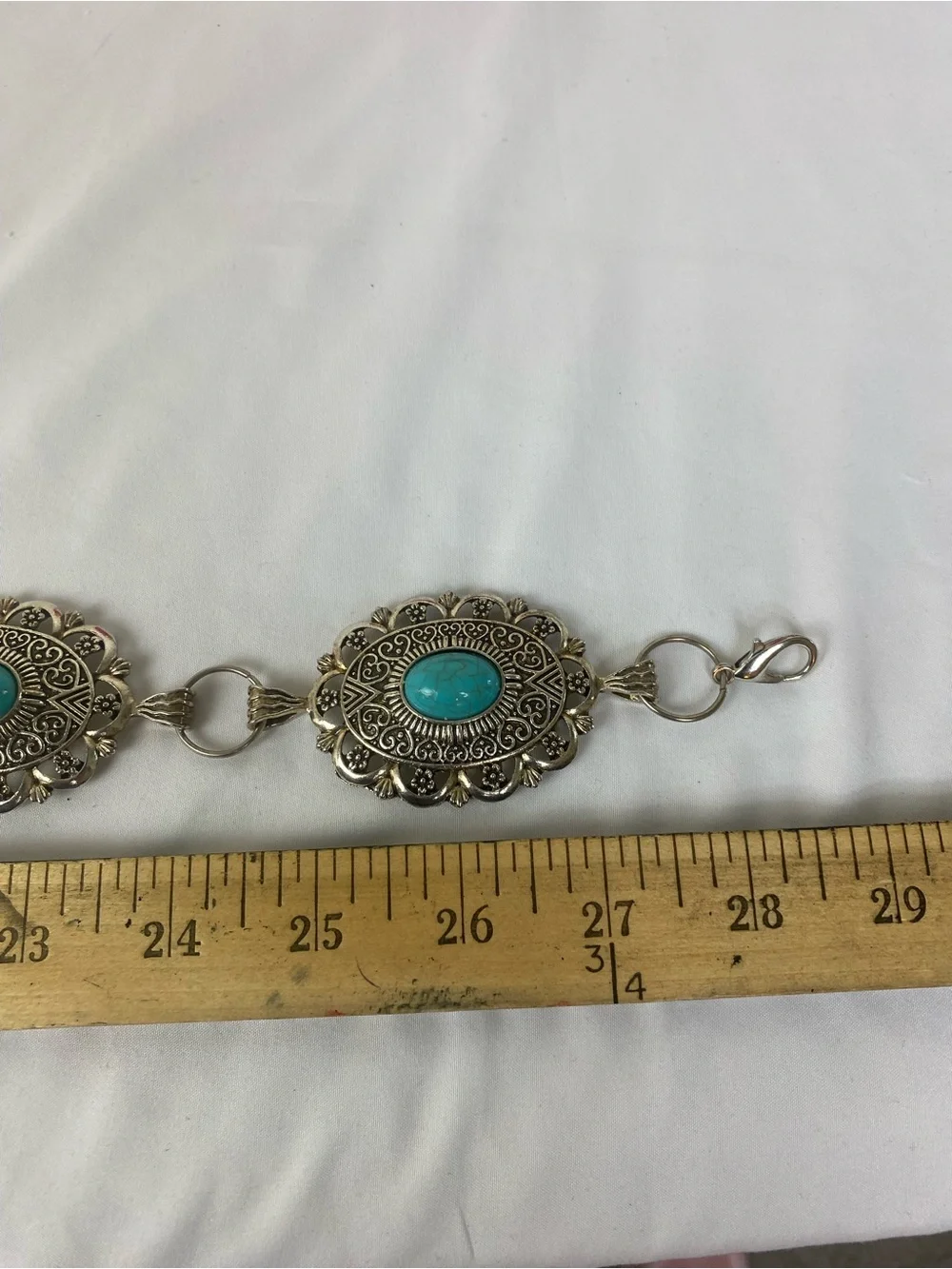 Concho Boho Western Oval Medallion Women's Belt - Silver Tone